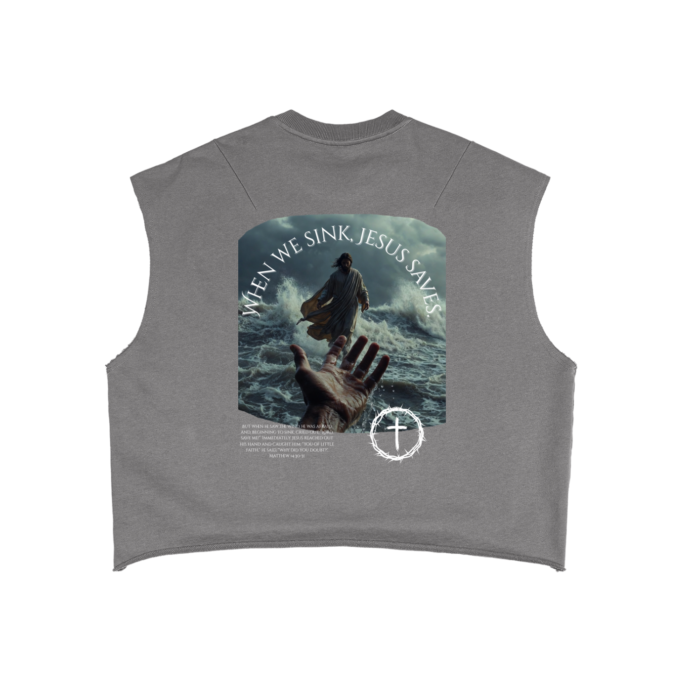 When We Sink, Jesus Saves French Terry Boxy Tank Top