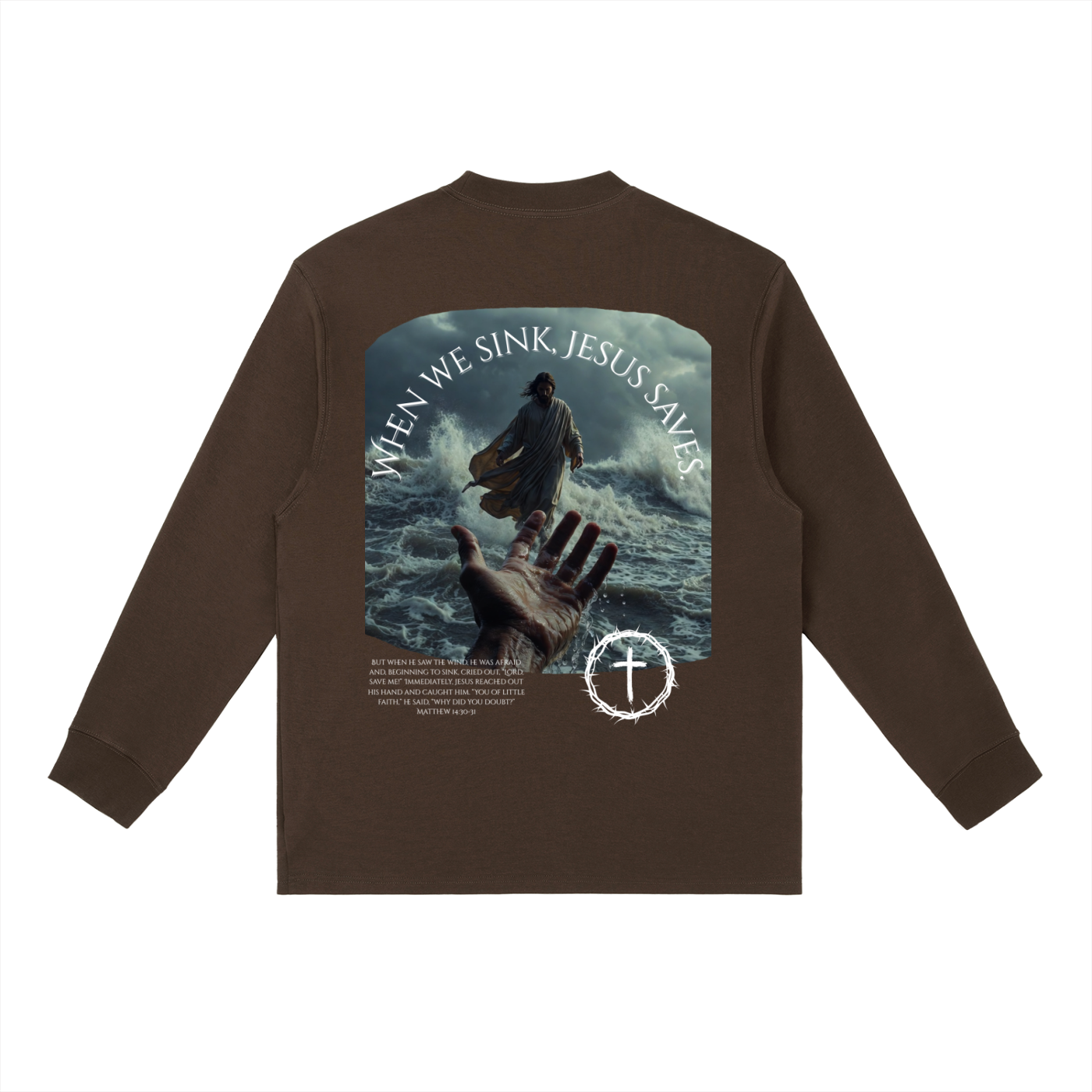 When We Sink, Jesus Saves Essential Crewneck Long-Sleeve