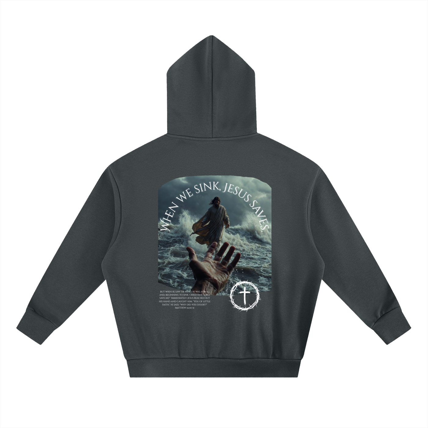 When We Sink, Jesus Saves Essential Heavyweight Boxy Fleece Hoodie