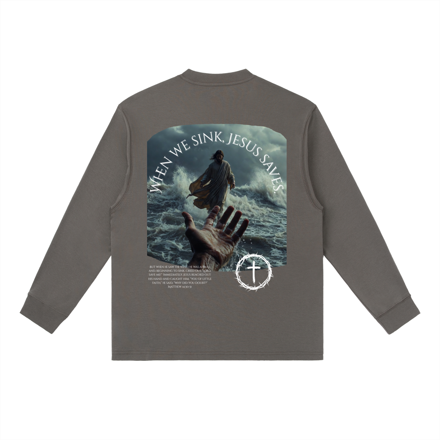 When We Sink, Jesus Saves Essential Crewneck Long-Sleeve